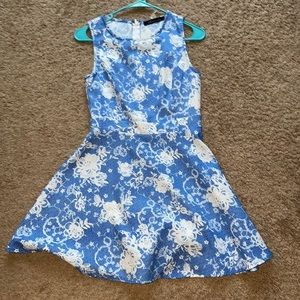 Blue and white floral dress